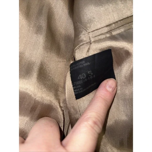 2 Haggar Sport Coat Jacket Mens 40S Houndstooth Patern Black Tan 40 Short Blazer - Picture 9 of 10